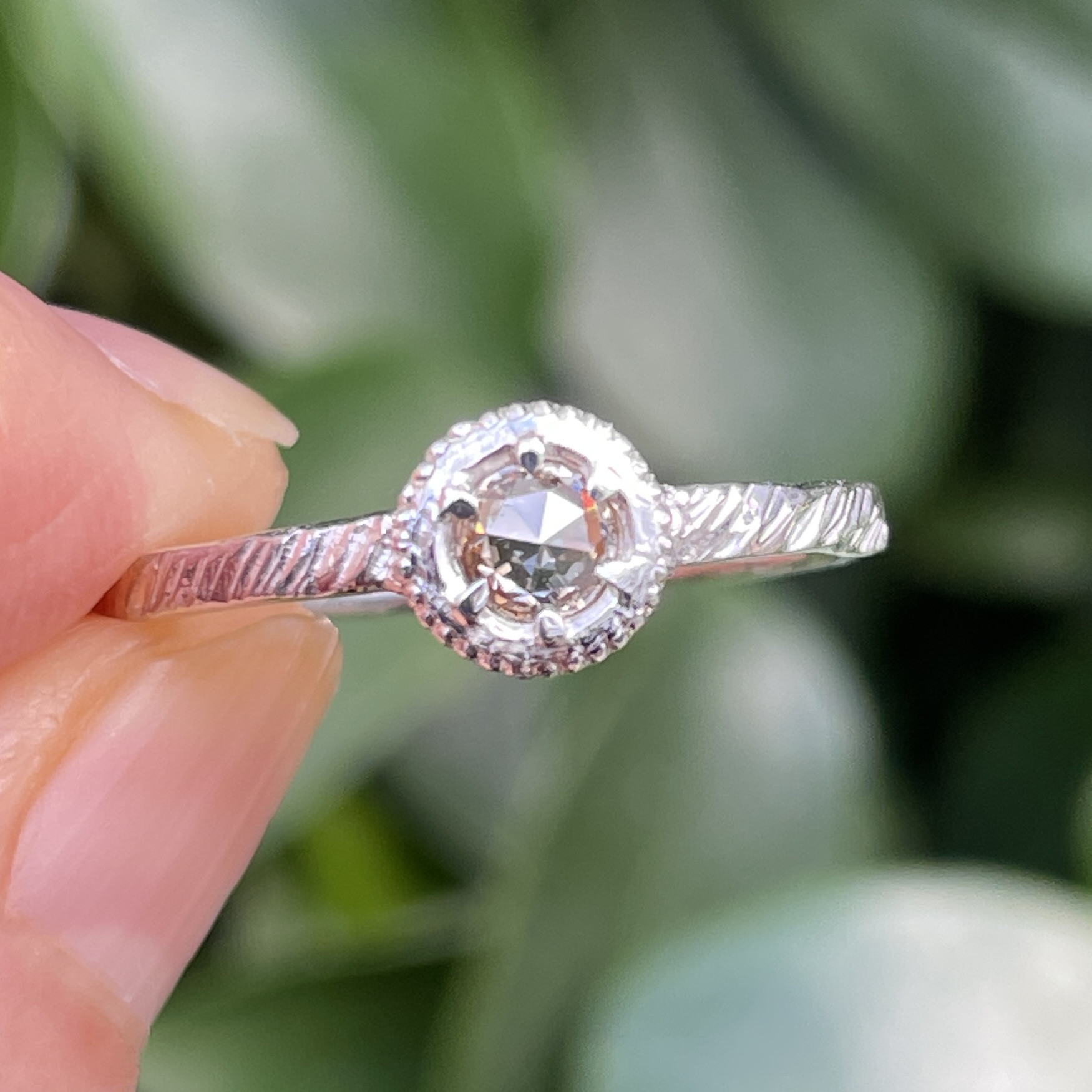 ブラウンダイヤモンド　0.21ct　ローズカット　medallion　シルバーSV925リング