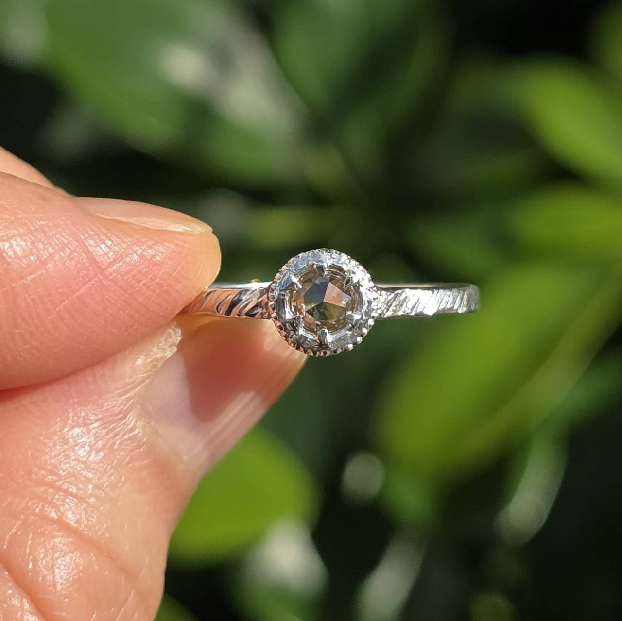 ブラウンダイヤモンド　0.21ct　ローズカット　medallion　シルバーSV925リング