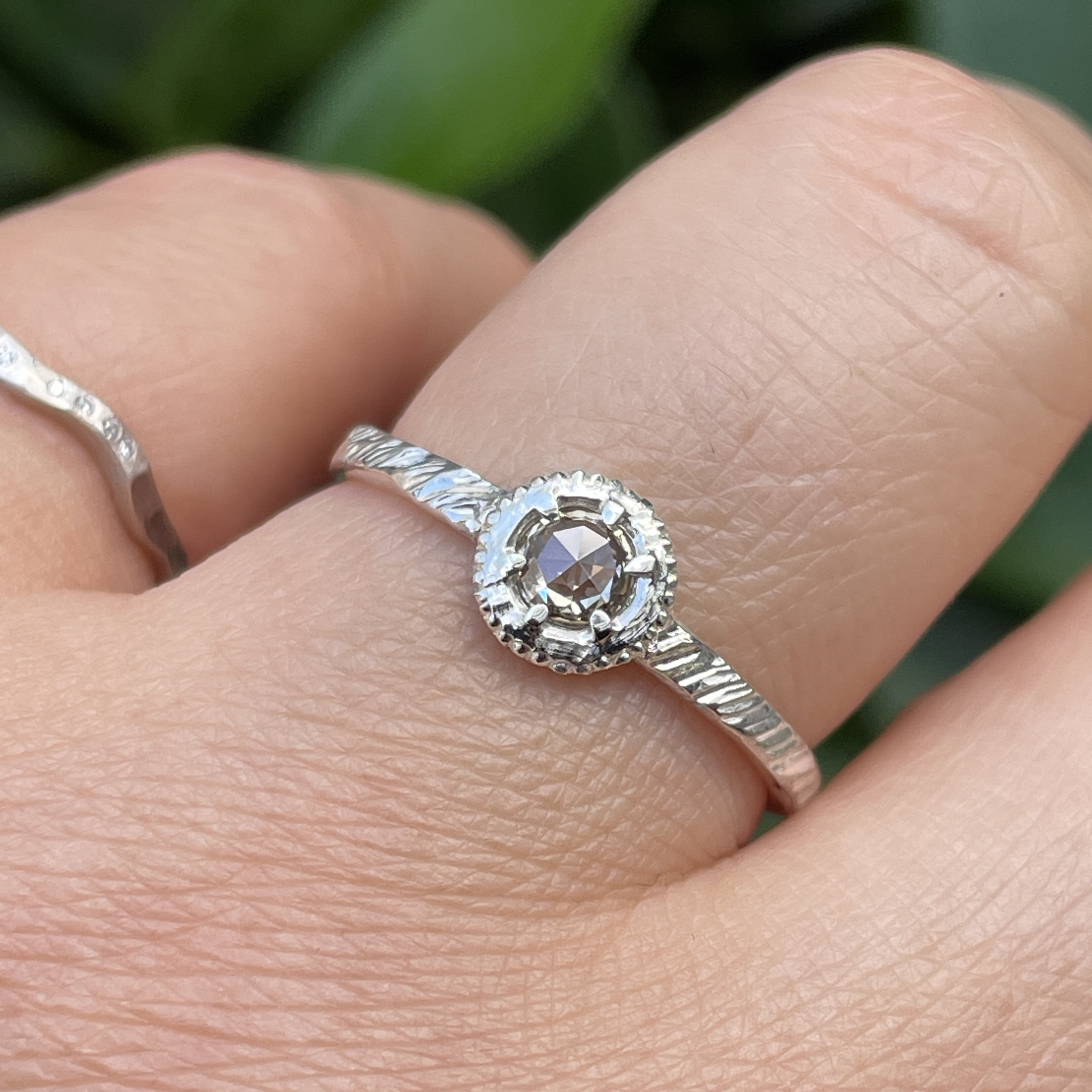 ブラウンダイヤモンド　0.21ct　ローズカット　medallion　シルバーSV925リング