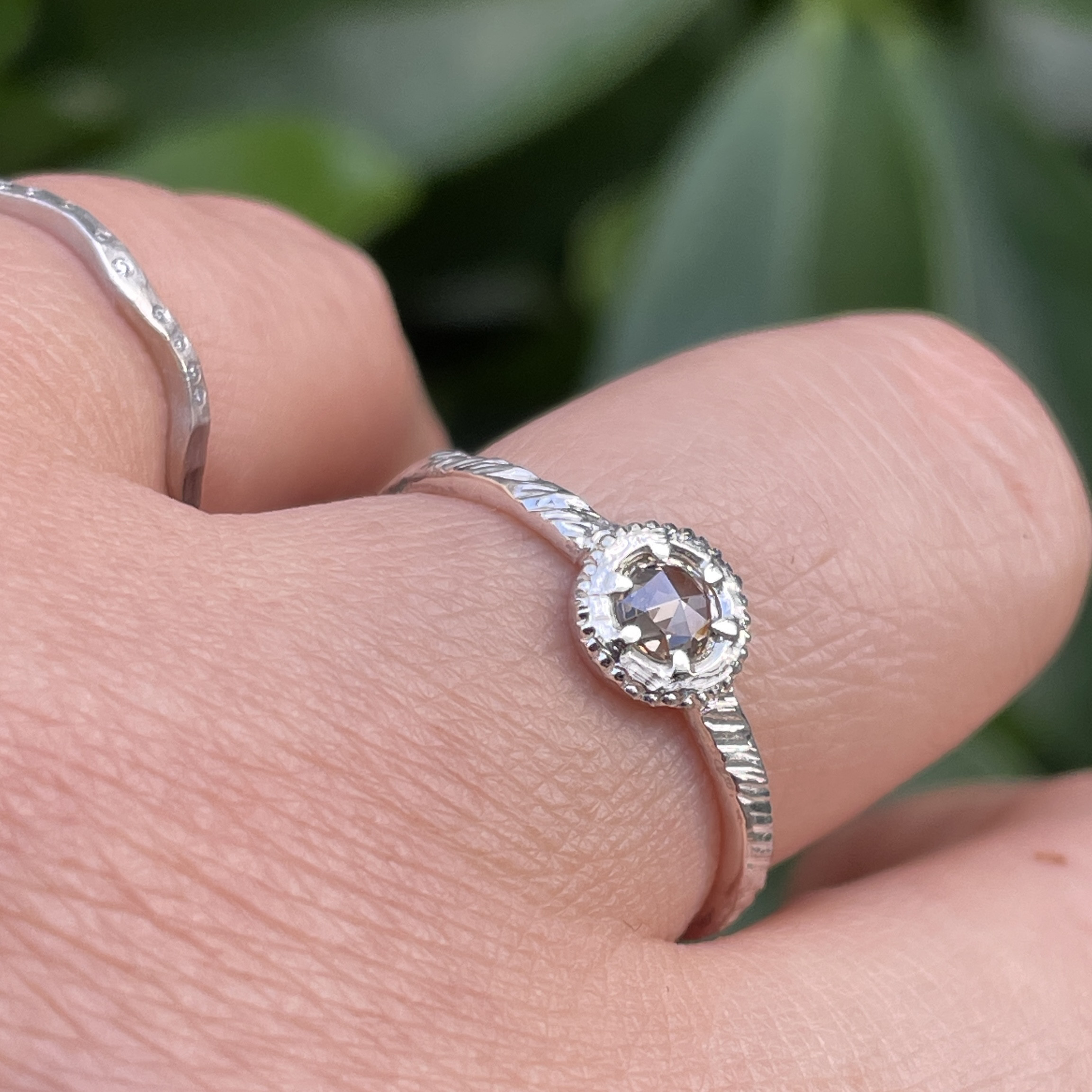 ブラウンダイヤモンド　0.21ct　ローズカット　medallion　シルバーSV925リング