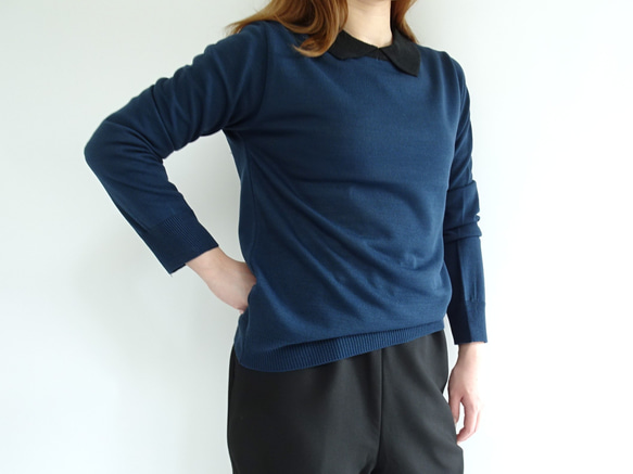 翻領針織衫（鐵海軍藍） 第9張的照片