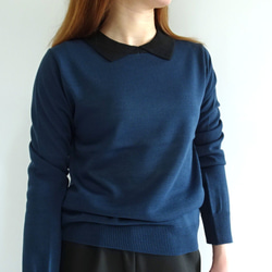 翻領針織衫（鐵海軍藍） 第4張的照片