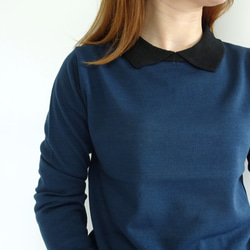 翻領針織衫（鐵海軍藍） 第2張的照片