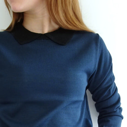 翻領針織衫（鐵海軍藍） 第6張的照片