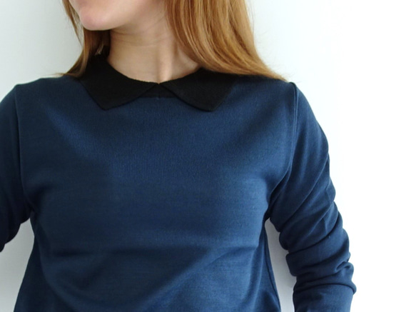 翻領針織衫（鐵海軍藍） 第6張的照片