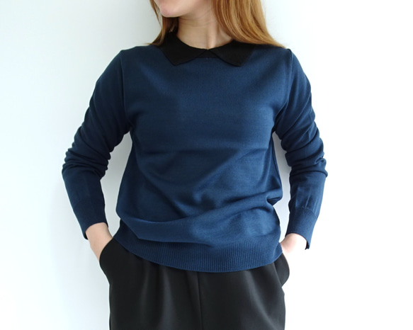 翻領針織衫（鐵海軍藍） 第10張的照片