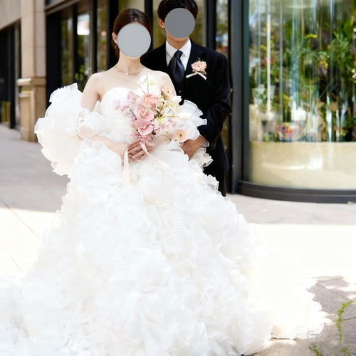 実例写真！ウェディングドレス ケープ風ドレス もこもこドレス