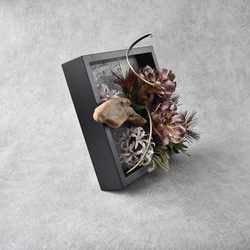 【和モダン 2WAY フラワーフレーム】「静謐」｜水引×流木×着物リメイク｜開店祝い・贈り物 6枚目の画像