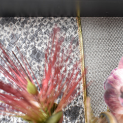 【和モダン 2WAY フラワーフレーム】「静謐」｜水引×流木×着物リメイク｜開店祝い・贈り物 5枚目の画像