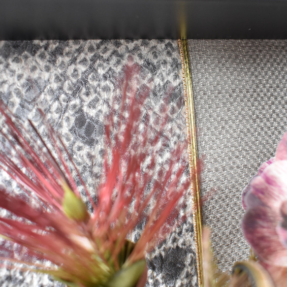 【和モダン 2WAY フラワーフレーム】「静謐」｜水引×流木×着物リメイク｜開店祝い・贈り物 5枚目の画像