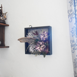 【和モダン 2WAY フラワーフレーム】「静謐」｜水引×流木×着物リメイク｜開店祝い・贈り物 10枚目の画像