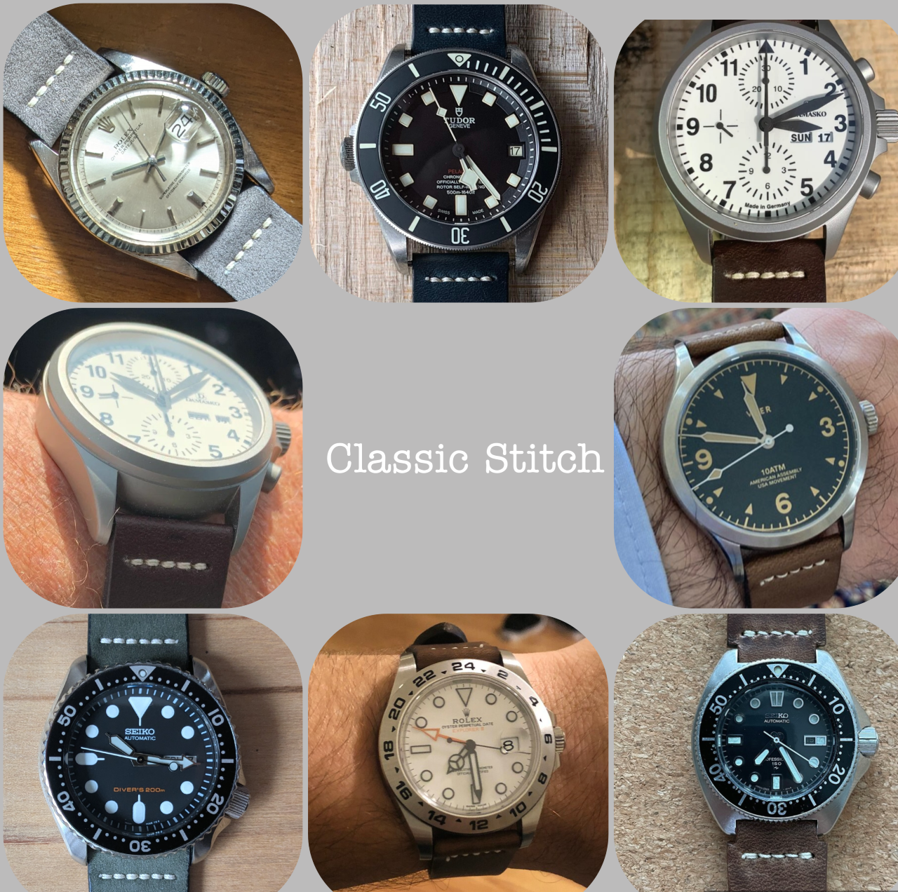 ヌバック レザー　ベージュ｜クラシック ステッチ 時計ベルト｜サイズ 糸色 カスタマイズ対応｜受注制作