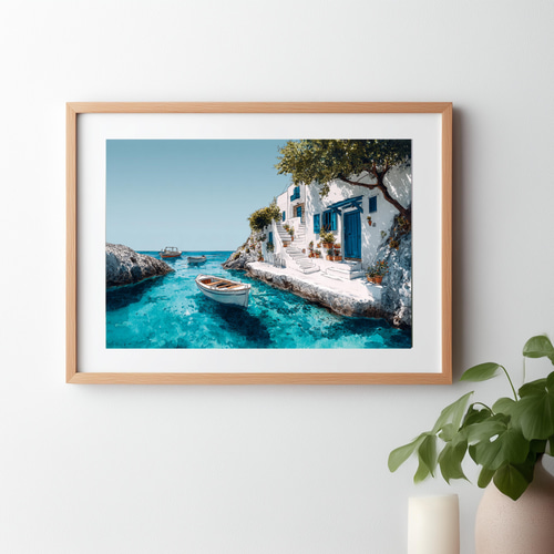 エーゲ海の夏 ― ギリシャの光と風 ― インテリアポスター 水彩アート