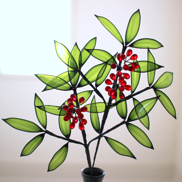 光に透ける南天 ２本セット〈Dip Art〉 2枚目の画像