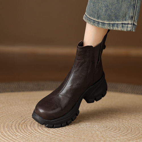 2025 秋冬新発売 7cm 厚底チェルシーブーツ レディース 小柄にぴったり