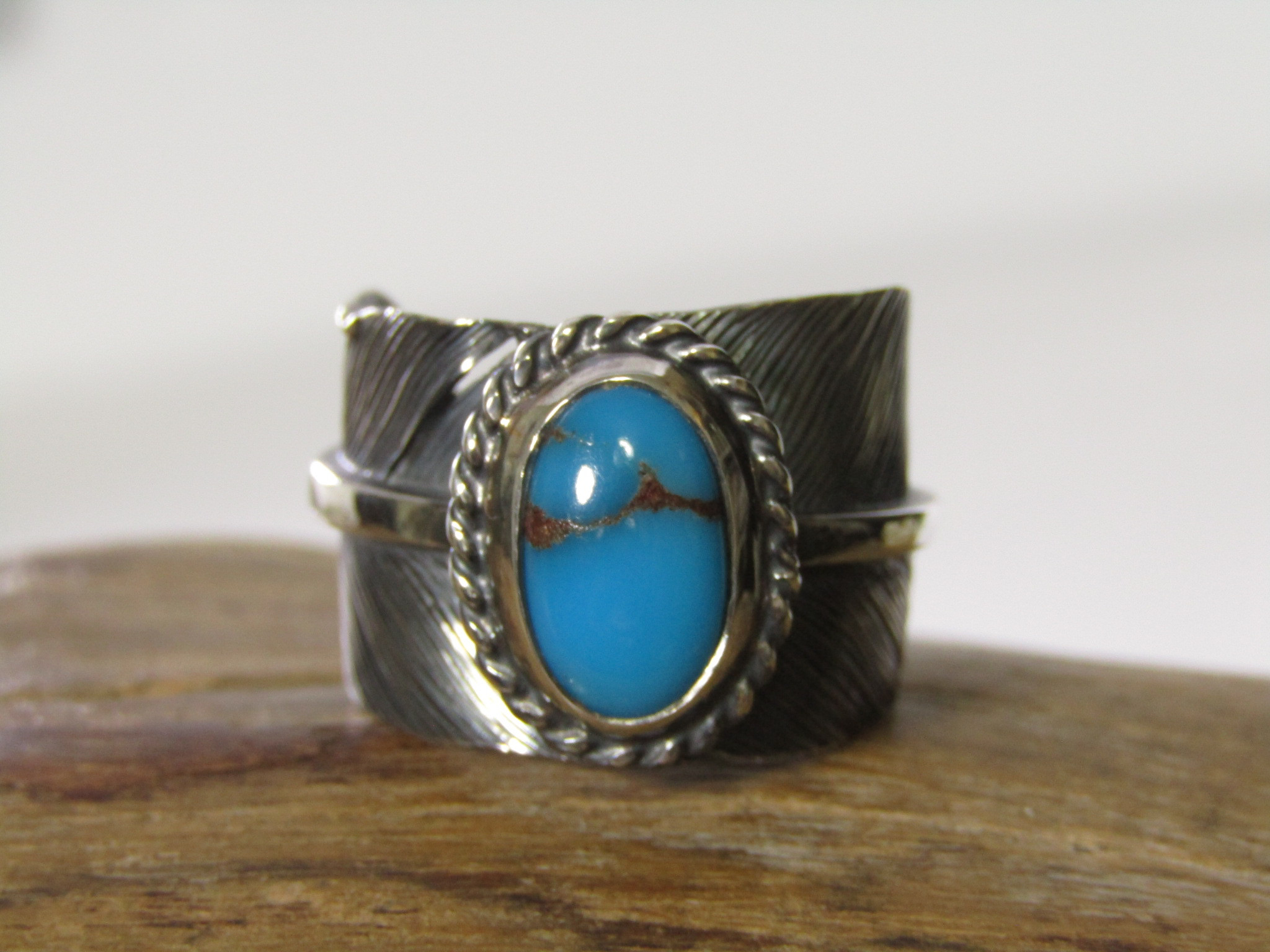 ナチュラル　エジプシャンターコイズ　21号　フェザーリング　シルバー950