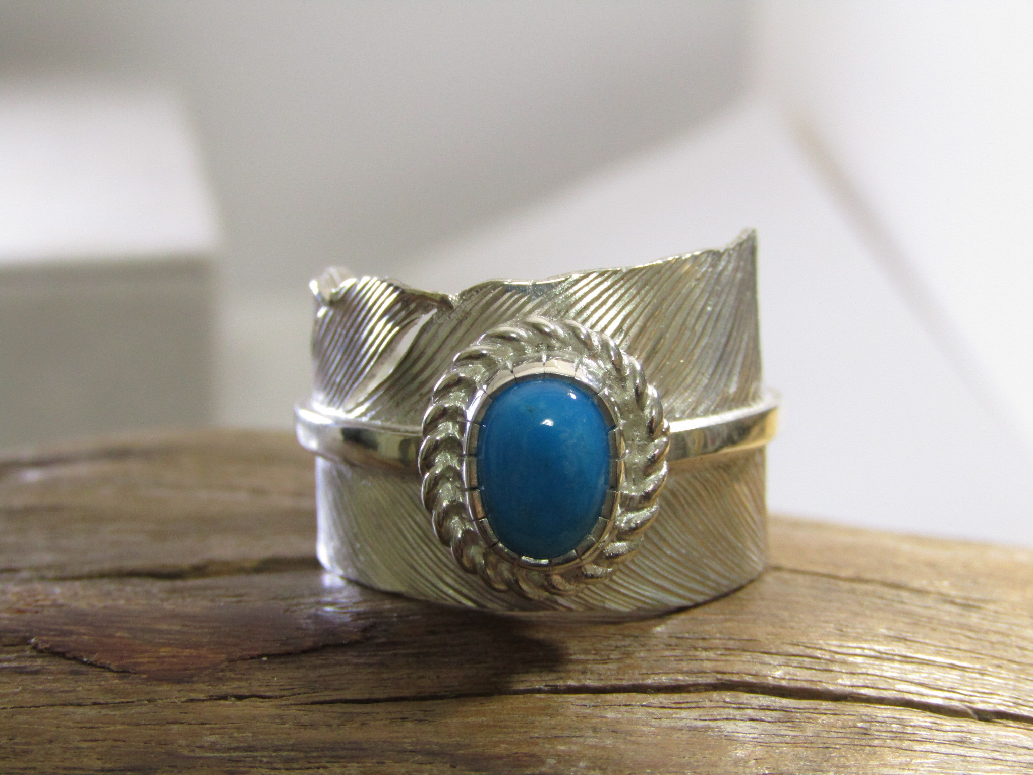 キングマンターコイズ　21号　フェザーリング　シルバー950