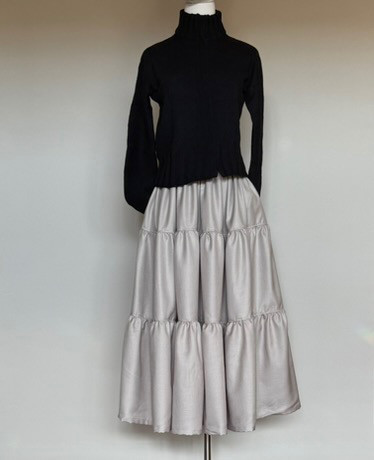 ベージュポリティアードスカート 　受注製作