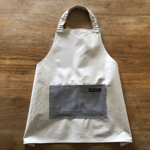 キッズエプロン　子どもエプロン　1人で着れる　130 ストライプ　男の子エプロン　エプロン子供　女の子エプロン 4枚目の画像