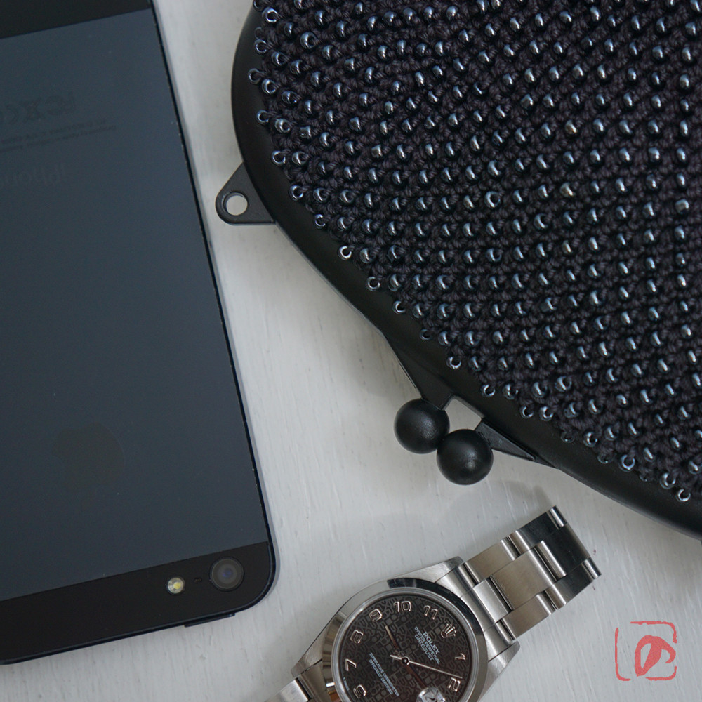 ばあば ⁛ つぶつぶガラスビーズのプチバッグ（sumitubu・2176）