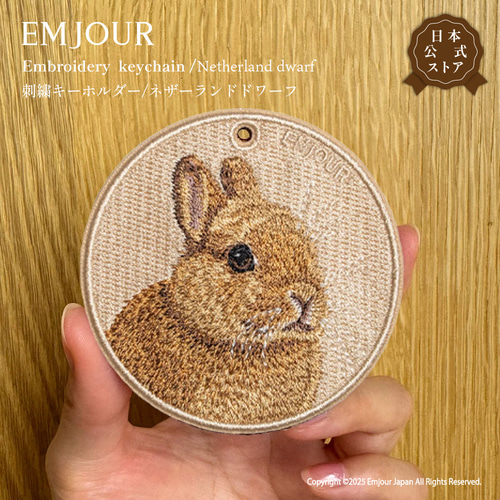 キーホルダー 刺繍 うさぎ ネザーランドドワーフ ラビット キー