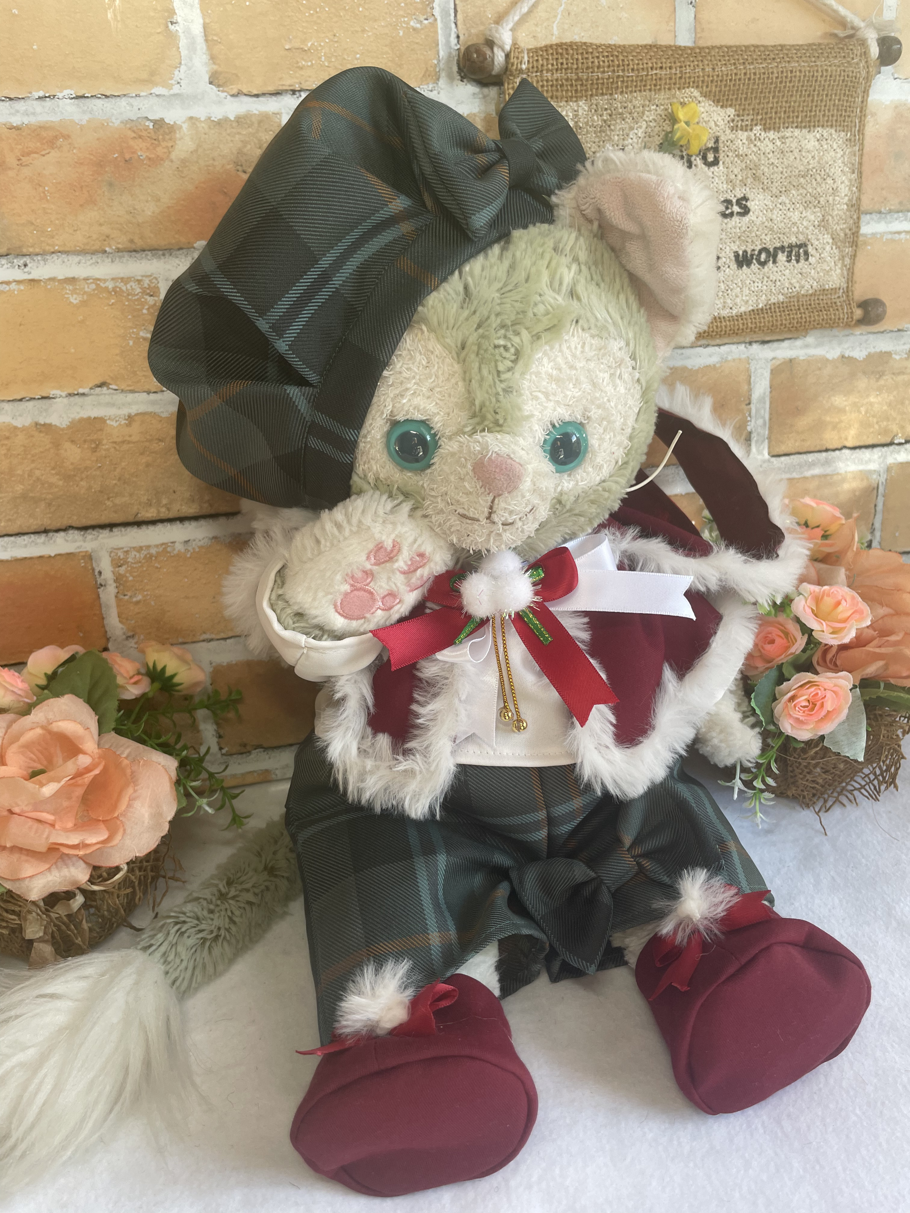 ジェラトーニ Sサイズ☆ ボア付きケープコスチューム☆グリーンチェック8点セット☆