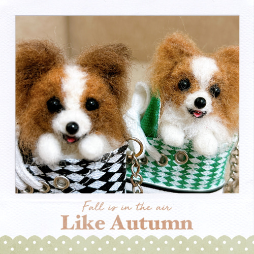 ハンドメイド 羊毛フェルト パピヨン ぬいぐるみ マスコット ギフト