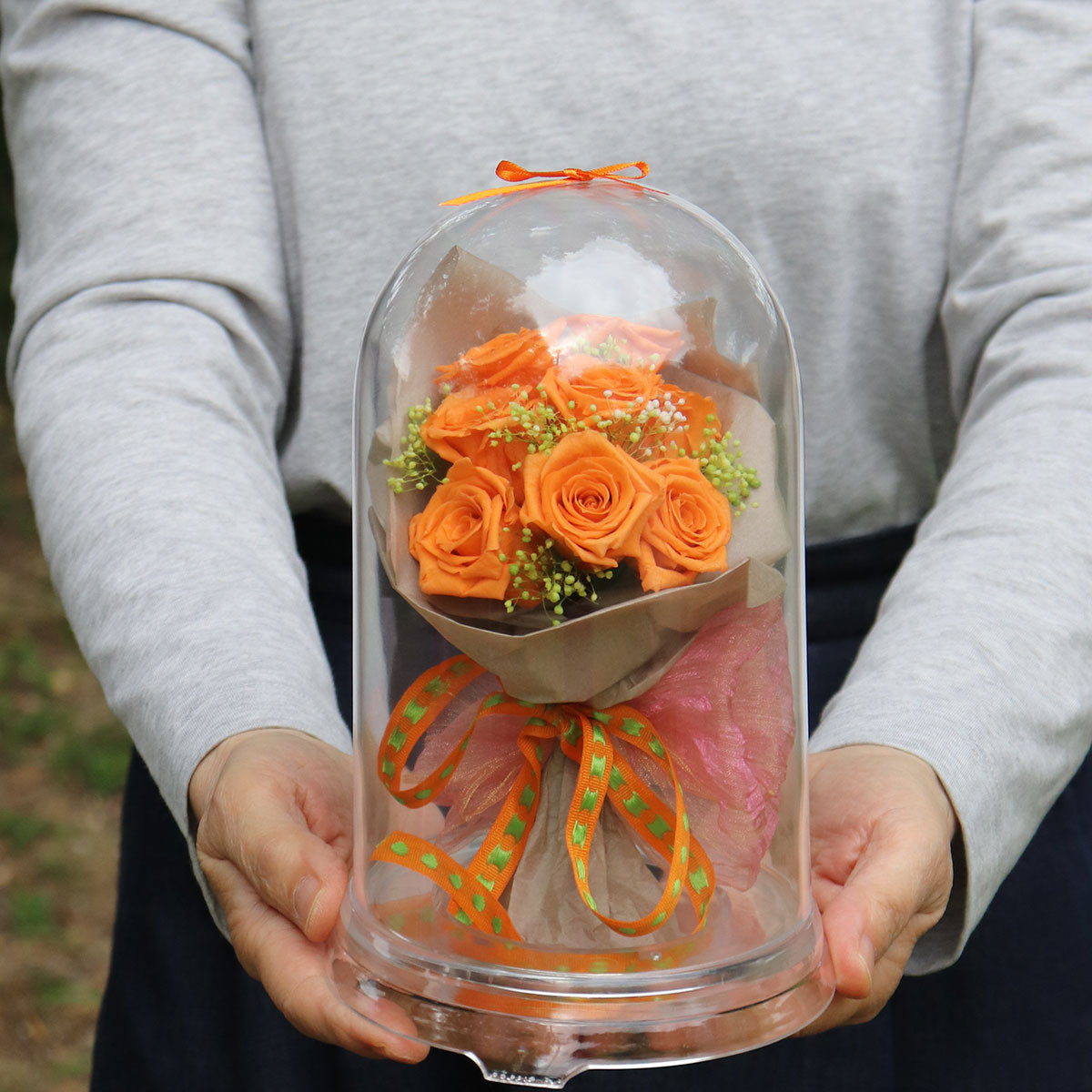 結婚記念日 プロポーズ　プリザーブドフラワー 花束 結婚祝い プレゼント 誕生日 退職祝い 女性 バラ 「ドームブーケ」