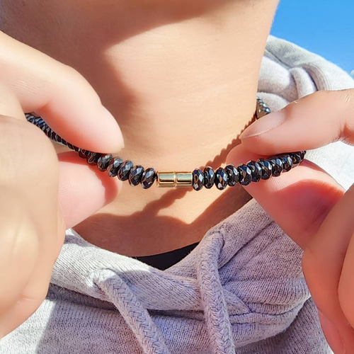 強力マグネットクラスプ】マグネティックヘマタイト 磁気ネックレス