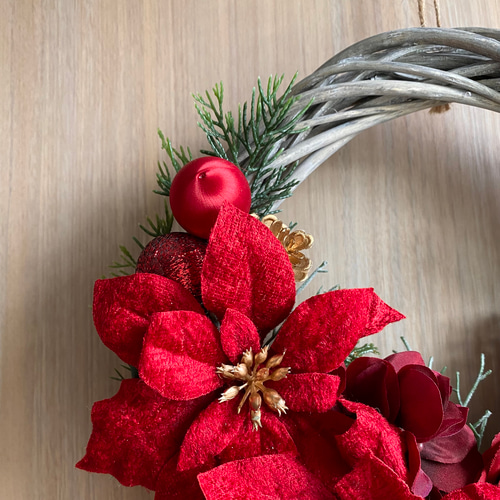 ☆クリスマス2025☆ 赤いクリスマスリース03 約26cm クリスマス飾り