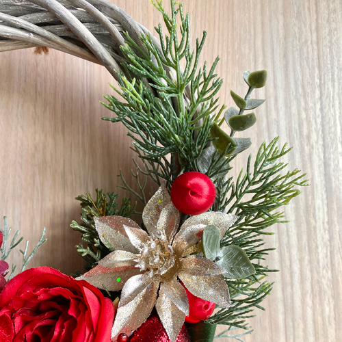 ☆クリスマス2025☆ 赤いクリスマスリース03 約26cm クリスマス飾り