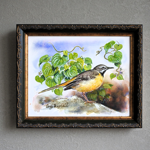 キセキレイの水彩画 額入り 絵画 mimoza 通販 20004602｜Creema(クリーマ)