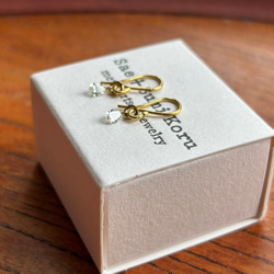 天然ダイアモンド K24純金フックピアス◇ペアシェイプ・カットダイアモンド・ピアス◇１ペアのみ限定◇ 7枚目の画像