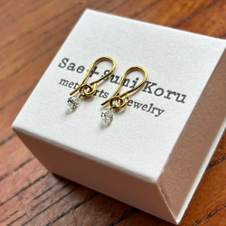 天然ダイアモンド K24純金フックピアス◇ペアシェイプ・カットダイアモンド・ピアス◇１ペアのみ限定◇ 6枚目の画像