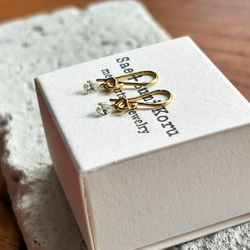 天然ダイアモンド K24純金フックピアス◇ペアシェイプ・カットダイアモンド・ピアス◇１ペアのみ限定◇ 3枚目の画像