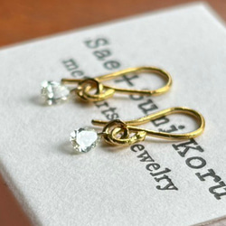 天然ダイアモンド K24純金フックピアス◇ペアシェイプ・カットダイアモンド・ピアス◇１ペアのみ限定◇ 8枚目の画像