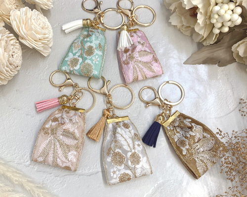 SALE 20％off】インド刺繍リボン チャーム バッグチャーム タッセル
