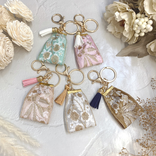 SALE 20％off】インド刺繍リボン チャーム バッグチャーム タッセル