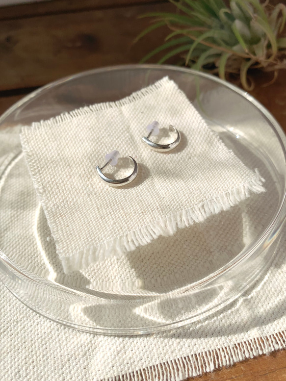 小さなフープピアス【Wa】| Basic | シルバーピアス |Silver950 |両耳用 4枚目の画像