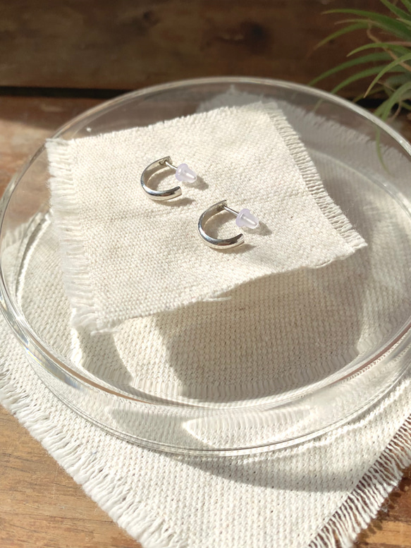 小さなフープピアス【Wa】| Basic | シルバーピアス |Silver950 |両耳用 3枚目の画像