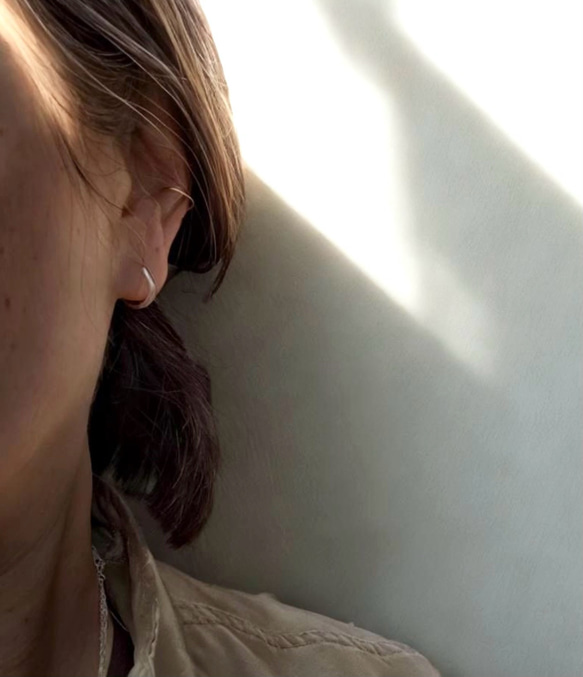 小さなフープピアス【Wa】| Basic | シルバーピアス |Silver950 |両耳用 7枚目の画像