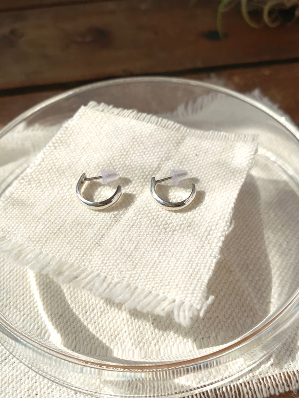 小さなフープピアス【Wa】| Basic | シルバーピアス |Silver950 |両耳用 2枚目の画像