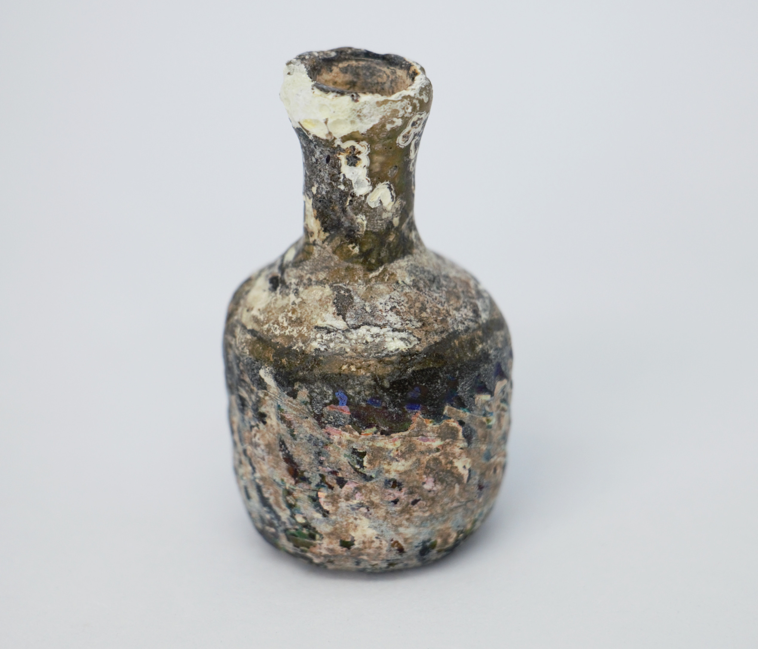 古代ガラス　ローマン銀化グラス　壺　瓶　アフガニスタン出土　紀元3～4世紀頃 29.5 g