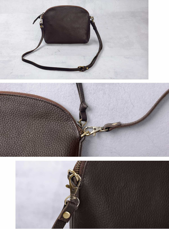 ショルダーバッグ 本革 エンボスレザー 収納 ポーチ 斜めがけ バッグ ブラック HAB038-EM 13枚目の画像