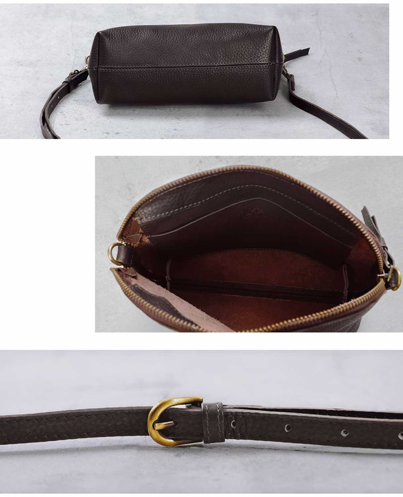 ショルダーバッグ 本革 エンボスレザー 収納 ポーチ 斜めがけ バッグ ブラック HAB038-EM 14枚目の画像