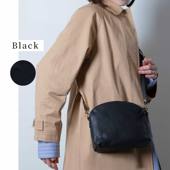 ショルダーバッグ 本革 エンボスレザー 収納 ポーチ 斜めがけ バッグ ブラック HAB038-EM 20枚目の画像