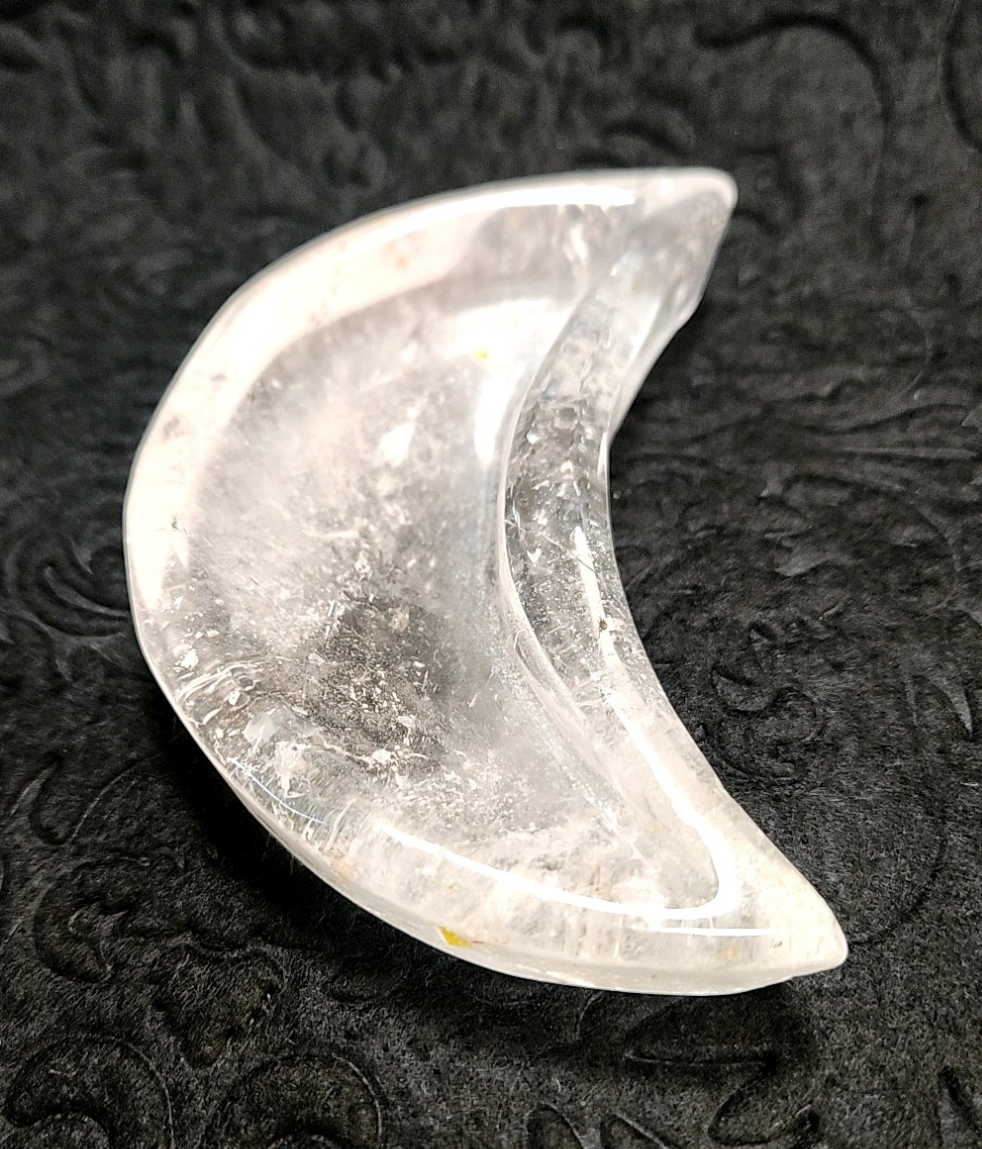 ゴールデンヒーラー共生水晶ディッシュ◇虹入り◇月型◇お皿◇天然石◇