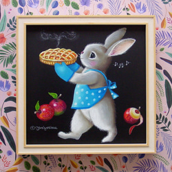 ウサギの油絵【兎伯爵】1点物の原画/作者サイン入り/F8号キャンバス ウサギの油絵【兎伯爵】1点物の原画/作者サイン入り/F8号