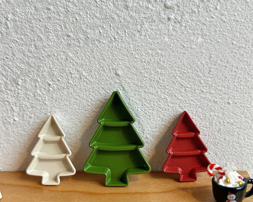 ミニチュア クリスマスツリー型プレート 1点 Lサイズ 全3色