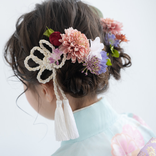 七五三7歳/ハーフ成人式リボン髪飾りJ】ピンク/水色/紫/小学校卒業式袴